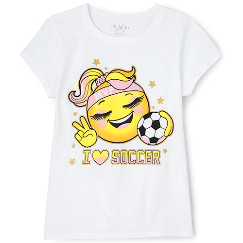

s Glitter Soccer Graphic Tee - White T-Shirt - The Children's Place