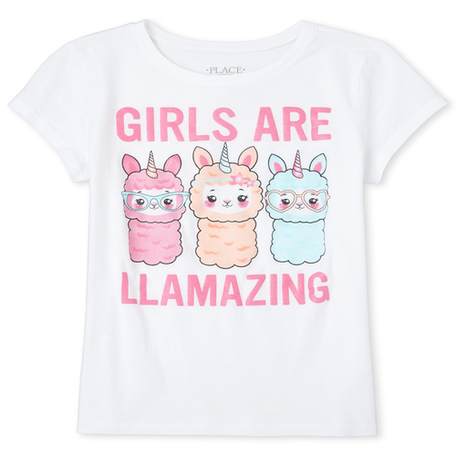 

Girls Glitter Llamacorn Graphic Tee - White T-Shirt - The Children's Place