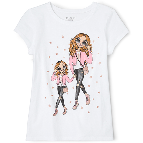 

Girls Glitter Mini Me Graphic Tee - White T-Shirt - The Children's Place