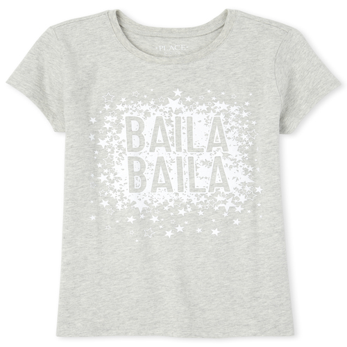 

Girls Glitter Baila Graphic Tee - Gray T-Shirt - The Children's Place