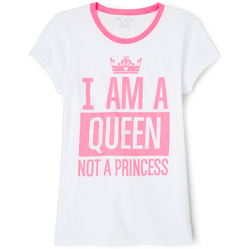 

Girls Glitter Queen Graphic Tee - White T-Shirt - The Children's Place