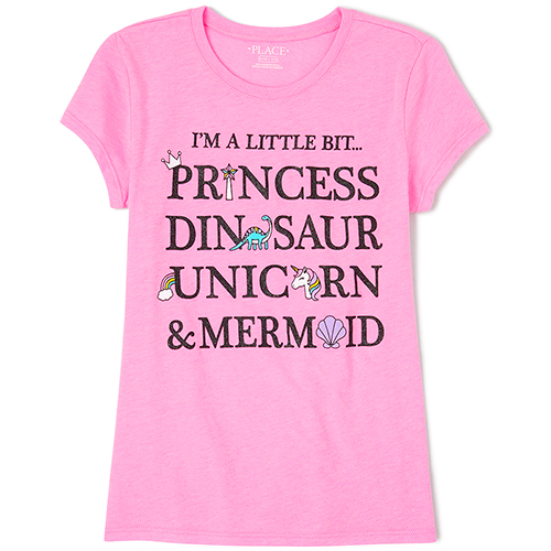 

Girls Princess Dino Graphic Tee - Pink T-Shirt - The Children's Place