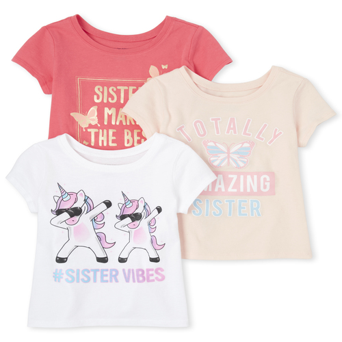 

s Baby And Toddler Glitter Sister Graphic Tee 3-Pack - Multi T-Shirt - The Children's Place