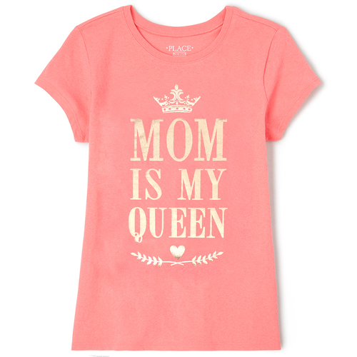 

Girls Foil Queen Graphic Tee - Orange T-Shirt - The Children's Place
