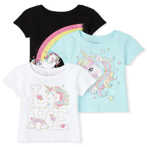 

s Baby And Toddler Glitter Unicorn Graphic Tee 3-Pack - Multi T-Shirt - The Children's Place