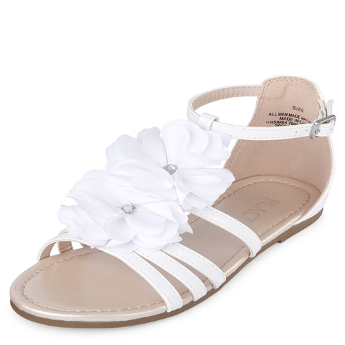 

Girls Flower Gladiator Sandals - White - The Children's Place