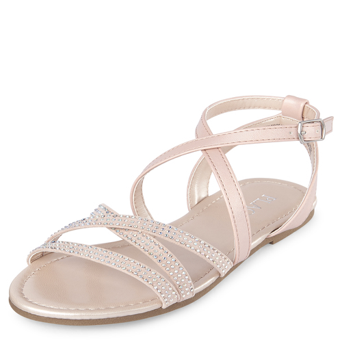 

Girls Rhinestud Gladiator Sandals - Pink - The Children's Place