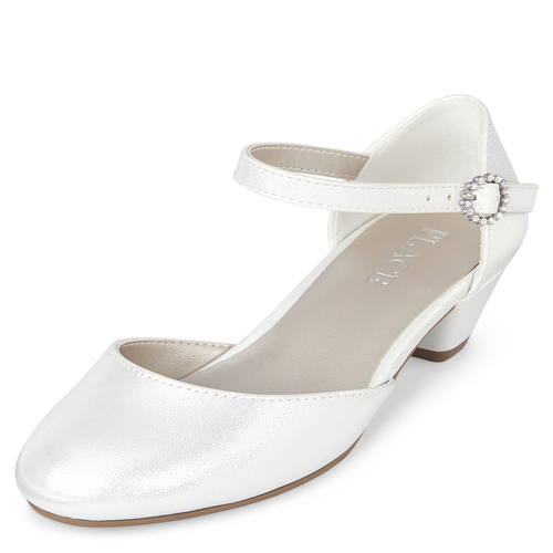 

Girls Iridescent Low Heel Shoes - White - The Children's Place