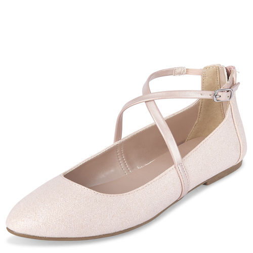 

Girls Cross Strap Ballet Flats - Pink - The Children's Place