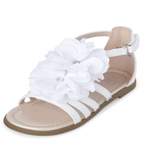 

Baby Girls Toddler Flower Gladiator Sandals - White - The Children's Place