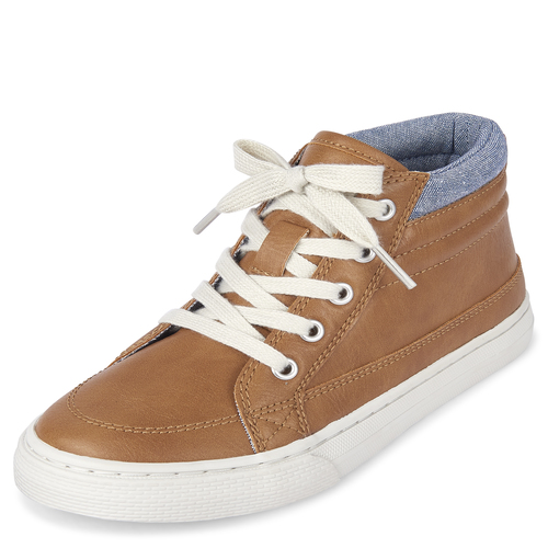 

s Boys Lace Up Hi Top Sneakers - Tan - The Children's Place