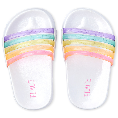 

Girls Glitter Rainbow Jelly Slides - Multi Sandals - The Children's Place