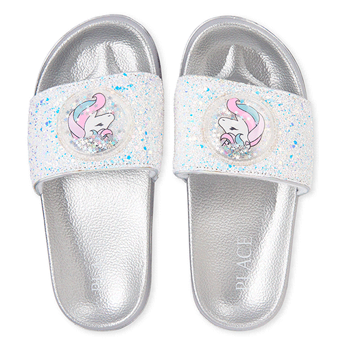 

Girls Shakey Unicorn Slides - Metallic Sandals - The Children's Place