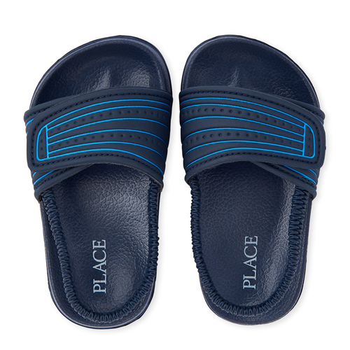 

Baby Boys Toddler Boys Striped Slides - Blue Sandals - The Children's Place