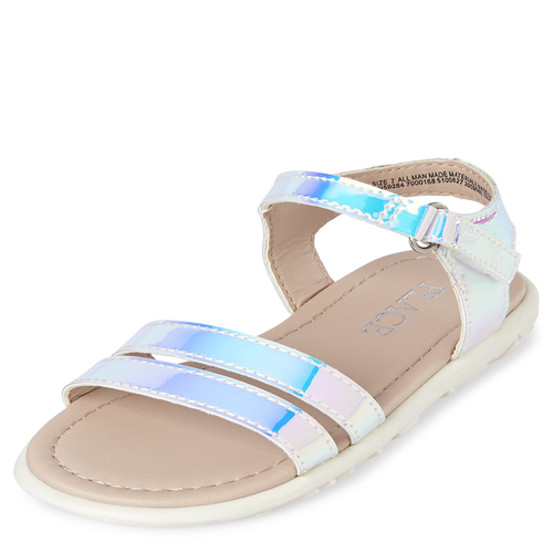 

s Toddler Iridescent Cross Strap Sandals - Metallic - The Children's Place