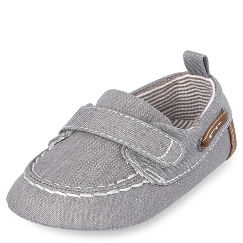

Newborn Baby Boys Chambray Boat Shoes - Gray - The Children's Place
