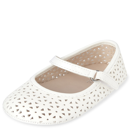 

Newborn Baby Laser Cut Ballet Flats - White - The Children's Place
