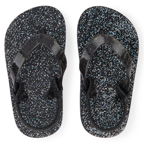 

Baby Girls Toddler Glitter Flip Flops - Black - The Children's Place