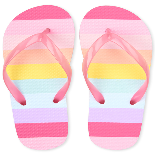 

s Rainbow Striped Flip Flops - Pink - The Children's Place