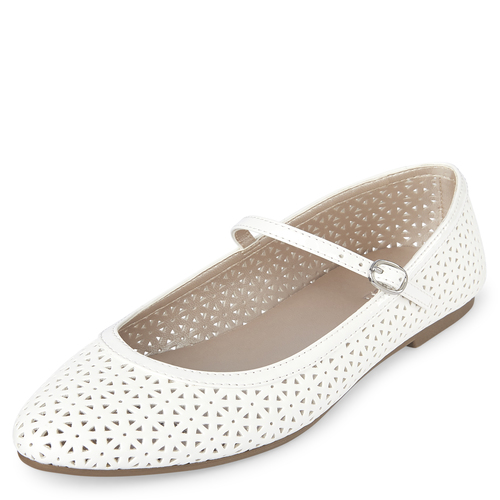 

Girls Laser Cut Ballet Flats - White - The Children's Place
