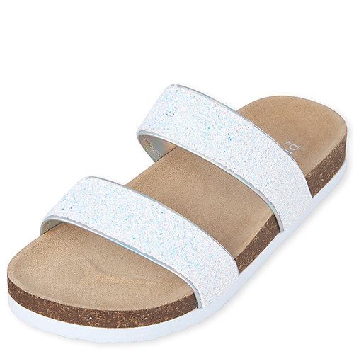 

Girls Glitter Sandals - White - The Children's Place