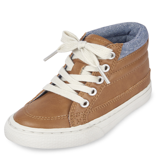 

s Toddler Boys Lace Up Hi Top Sneakers - Tan - The Children's Place