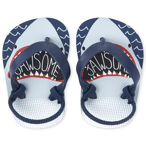 

Baby Boys Toddler Boys Shark Flip Flops - Blue - The Children's Place