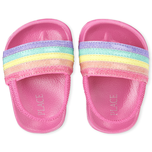 

Baby Girls Toddler Glitter Rainbow Slides - Multi Sandals - The Children's Place