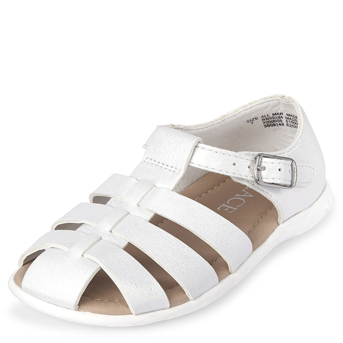

s Toddler Metallic Sandals - White - The Children's Place