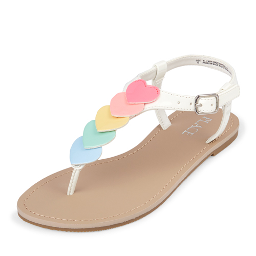 

s Rainbow Heart T-Strap Sandals - Multi - The Children's Place