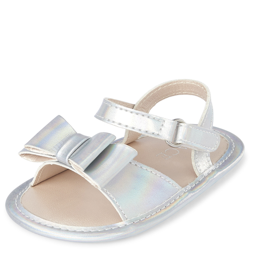 

Newborn Baby Holographic Bow Sandals - Metallic - The Children's Place