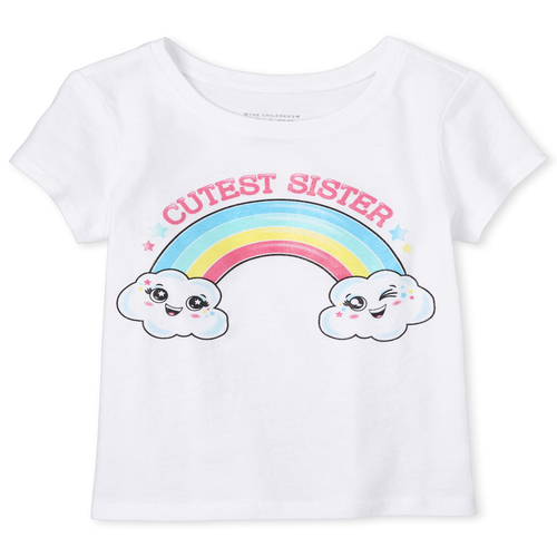 

s Baby And Toddler Glitter Rainbow Sister Graphic Tee - White T-Shirt - The Children's Place