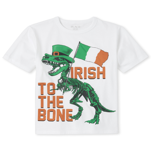 

s Boys Irish Dino Graphic Tee - White T-Shirt - The Children's Place