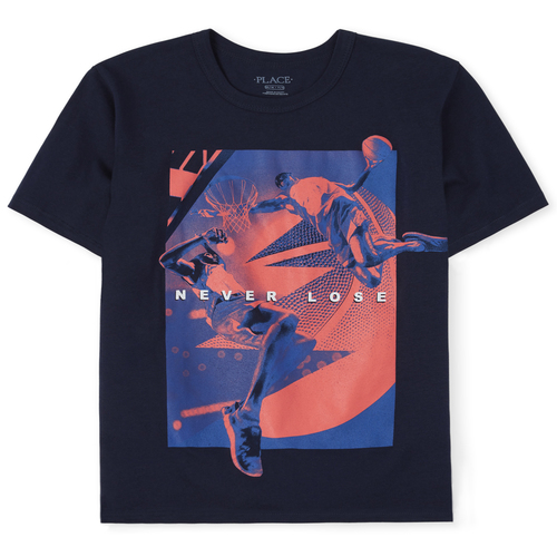 

Boys Boys Basketball Graphic Tee - Blue T-Shirt - The Children's Place