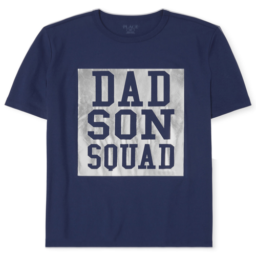 

s Mens Matching Family Foil Squad Graphic Tee - Blue T-Shirt - The Children's Place