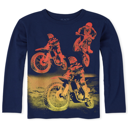 

s Boys Biker Graphic Tee - Blue T-Shirt - The Children's Place