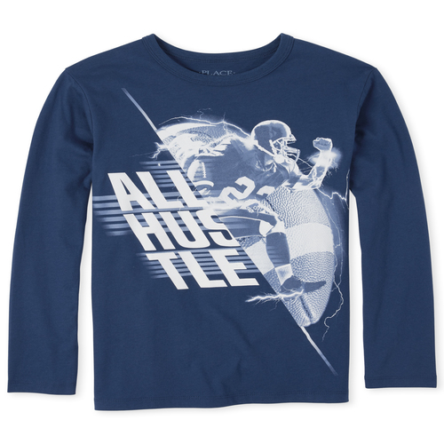 

s Boys Football Graphic Tee - Blue T-Shirt - The Children's Place