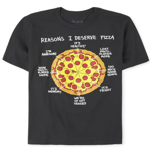 

s Boys Pizza Graphic Tee - Gray T-Shirt - The Children's Place