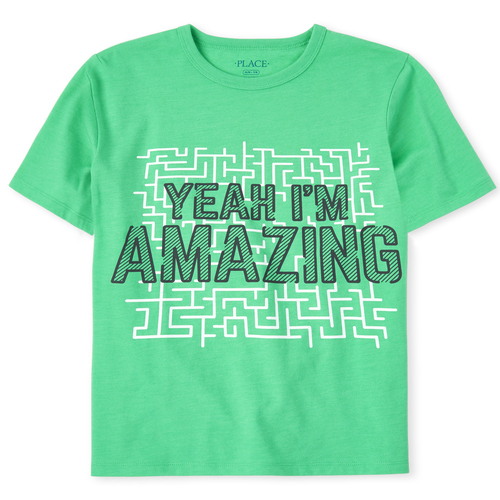 

Boys Boys Amazing Graphic Tee - Green T-Shirt - The Children's Place