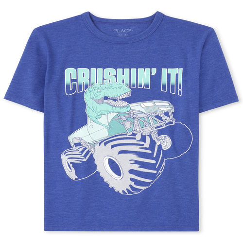 

s Boys Dino Crush Graphic Tee - Blue T-Shirt - The Children's Place