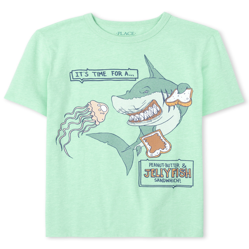 

Boys Boys Pbj Shark Graphic Tee - Green T-Shirt - The Children's Place