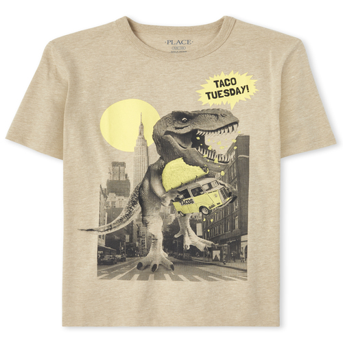 

s Boys City Dino Graphic Tee - Tan T-Shirt - The Children's Place