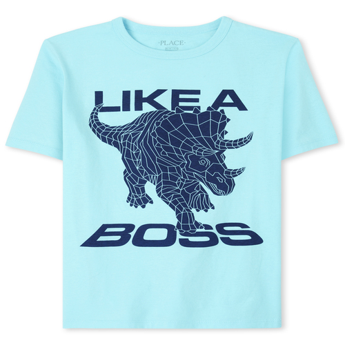 

s Boys Geo Dino Graphic Tee - Blue T-Shirt - The Children's Place