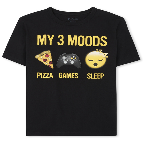 

s Boys Moods Graphic Tee - Black T-Shirt - The Children's Place