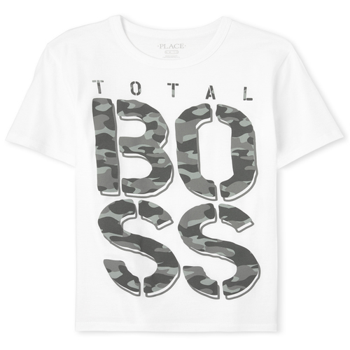 

Boys Boys Camo Boss Graphic Tee - White T-Shirt - The Children's Place