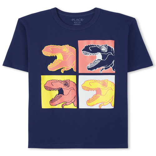 

s Boys Dino Comic Graphic Tee - Blue T-Shirt - The Children's Place