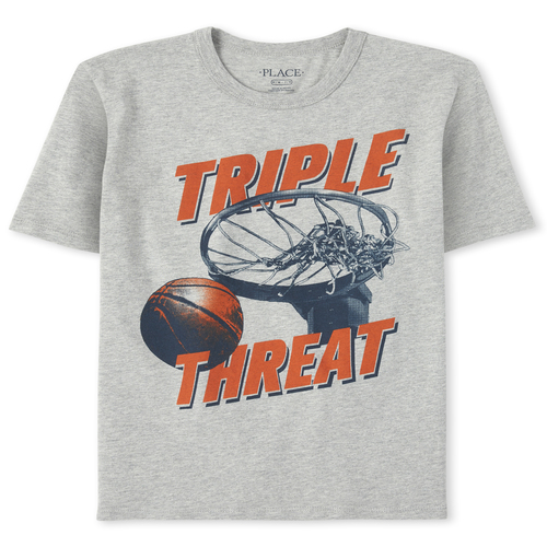 

s Boys Basketball Graphic Tee - Gray T-Shirt - The Children's Place