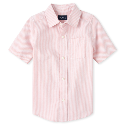

s Boys Striped Oxford Matching Button Down Shirt - Pink - The Children's Place