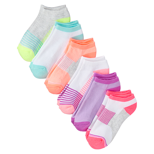

Girls Athletic Striped Ankle Socks 6-Pack - Gray - The Children's Place