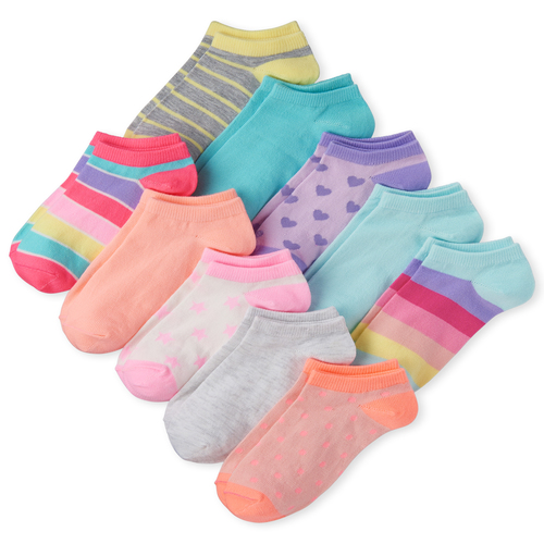 

Girls Rainbow Striped Ankle Socks 10-Pack - Multi - The Children's Place